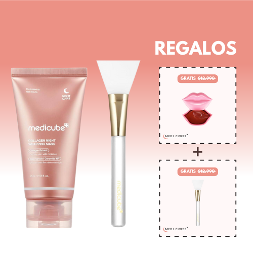 Colageno de Noche + Dos Regalos, Brocha Ajustable y Serum de labios